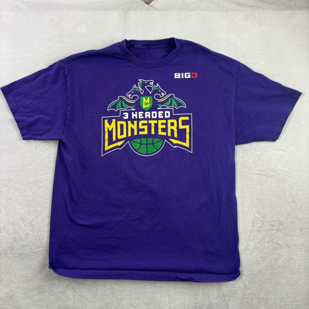 The Big 3 Headed Monsters Purple Short Sleeve Graphic Shirt Men's Large